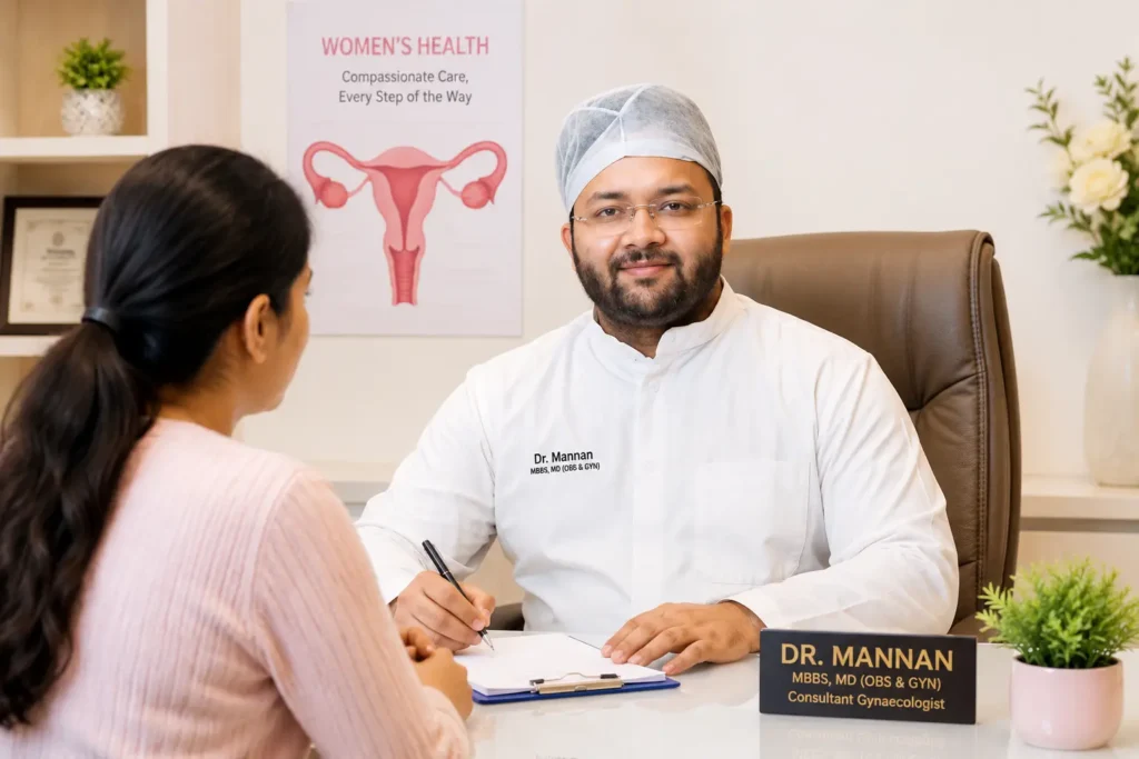 Home 28 At Dr Mannan Abortion Centre counselling a woman about future fertility, reproductive health and pregnancy planning after abortion.